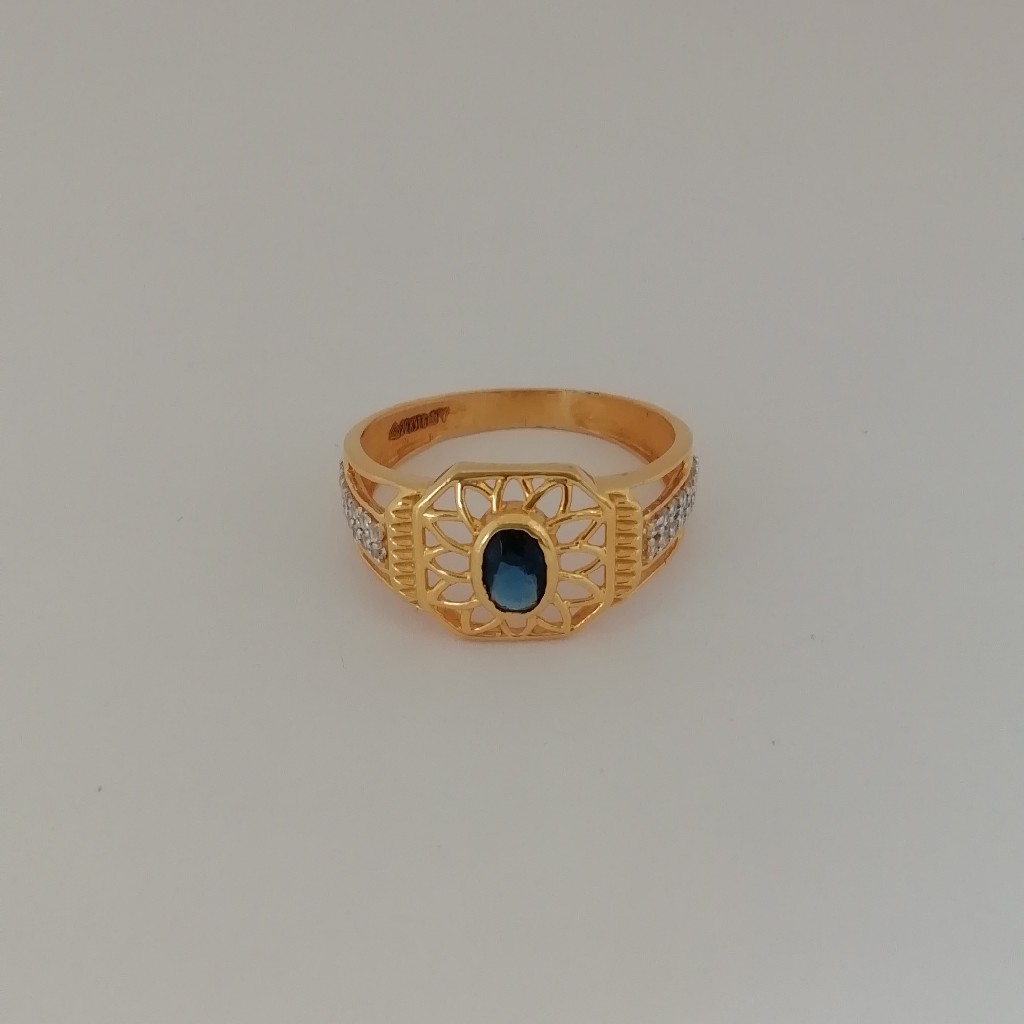 916 gold casting blue diamond Gents ring