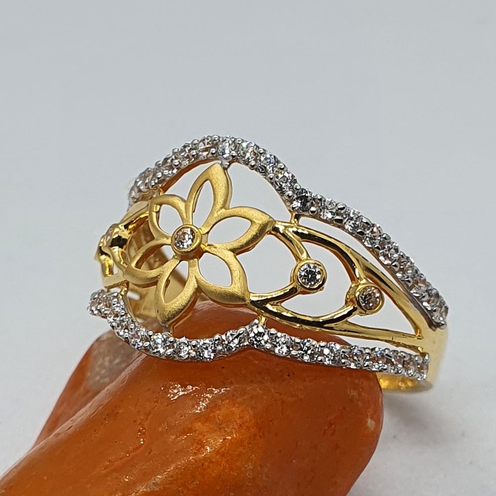 1 Gram Gold Plated Yellow Stone With Diamond Designer Ring For Ladies -  Style Lrg-084 – Soni Fashion®