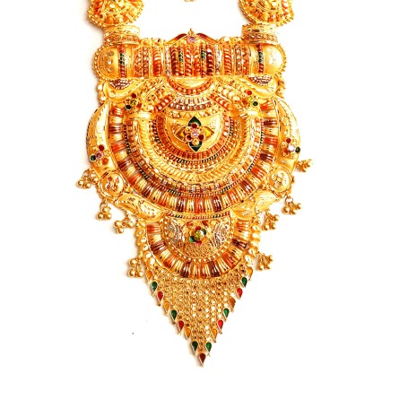 22k Gold Double Decker Rajwadi Necklace MGA - GLS085