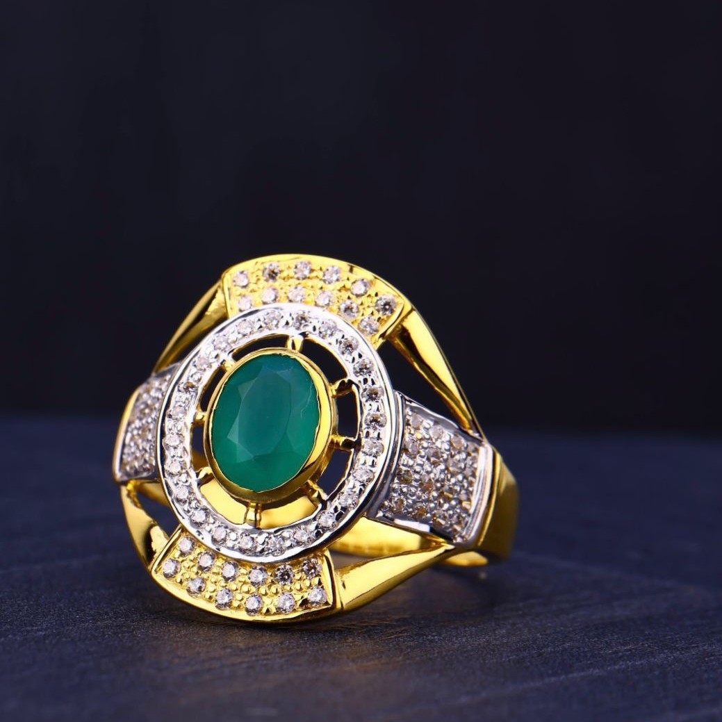 916 Gold Green Stone Ring