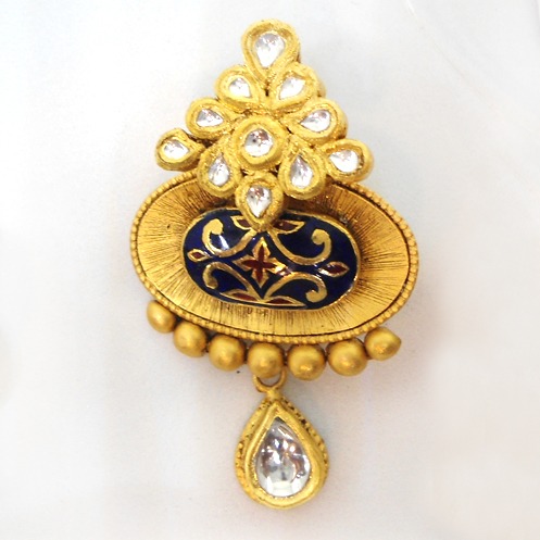916 Gold Kundan Wedding Pendant Set RHJ-5718