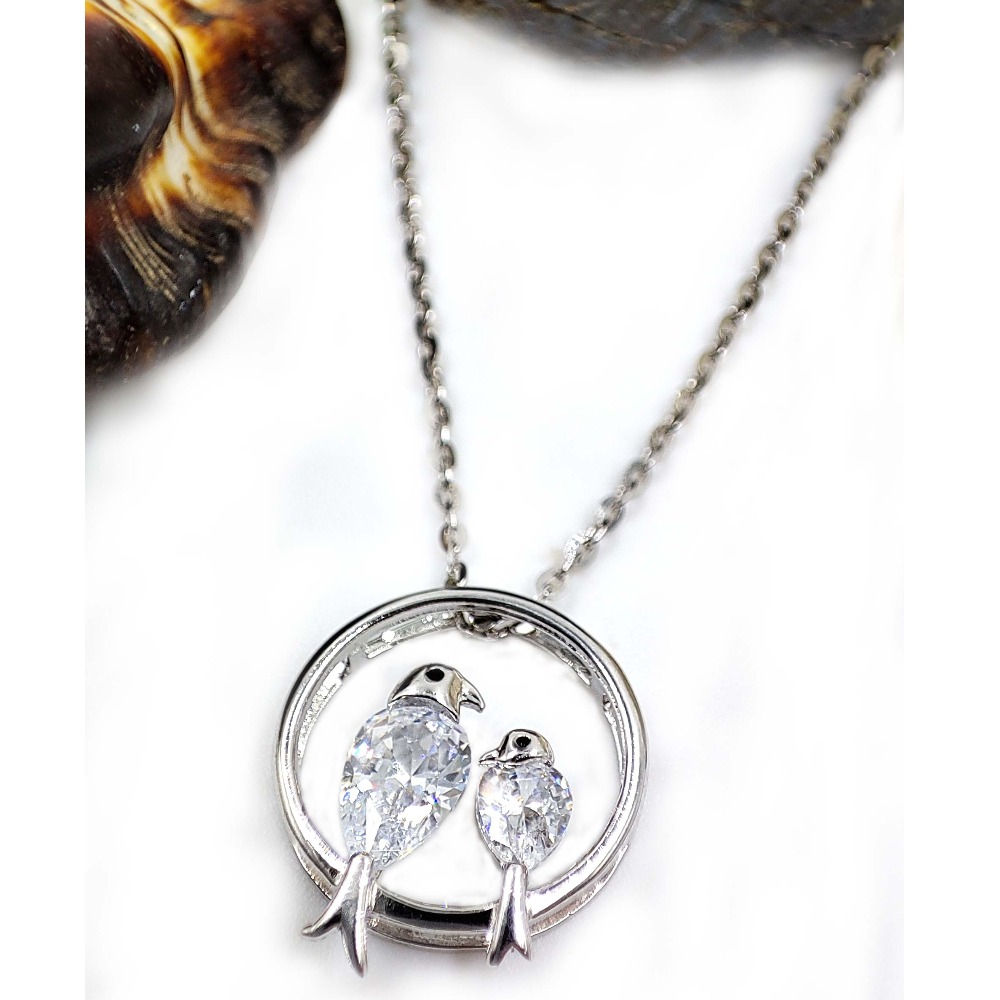925 silver love bird pendant with link chain