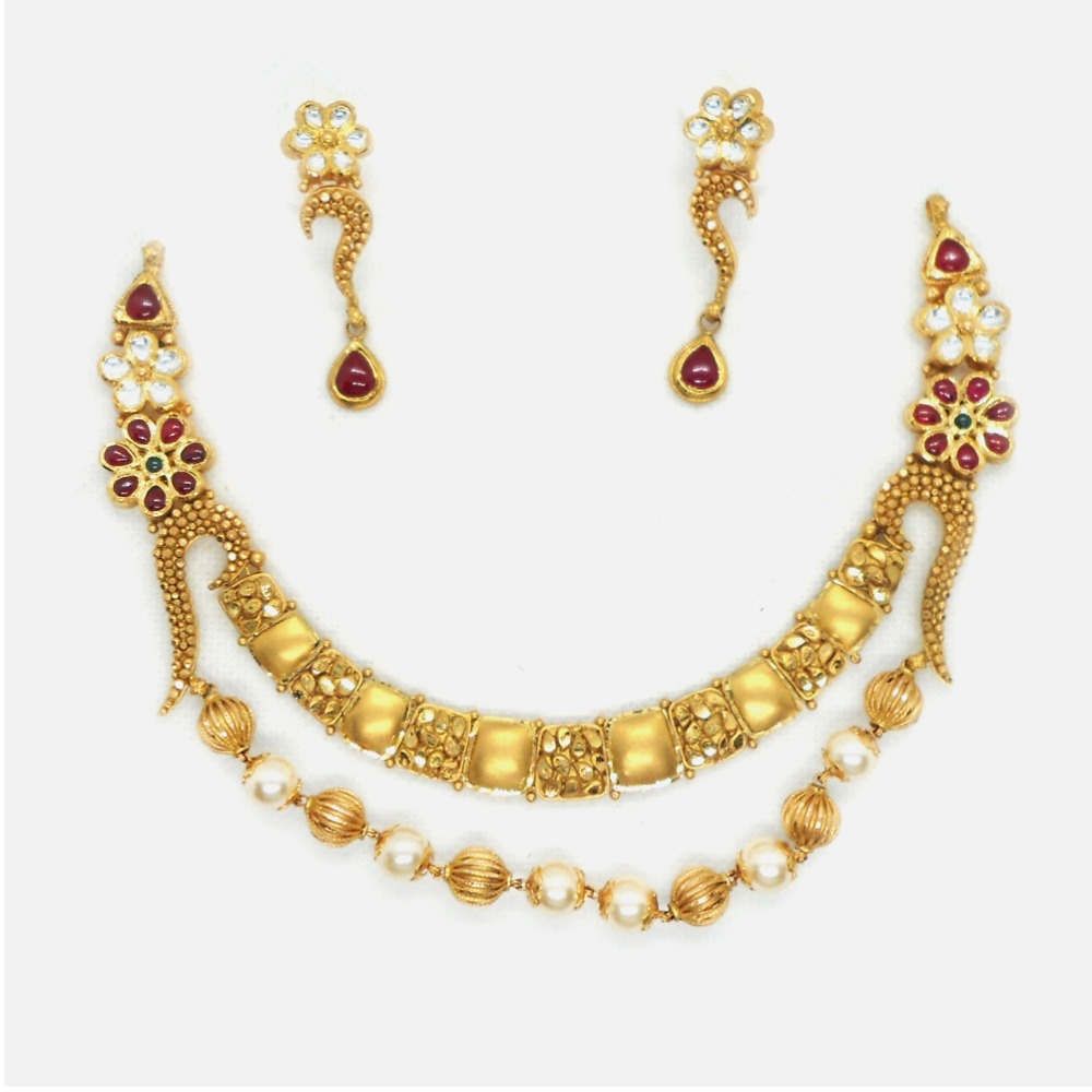 Buy quality 916 Gold Antique Bridal Necklace Set RHJ-4068 in Ahmedabad