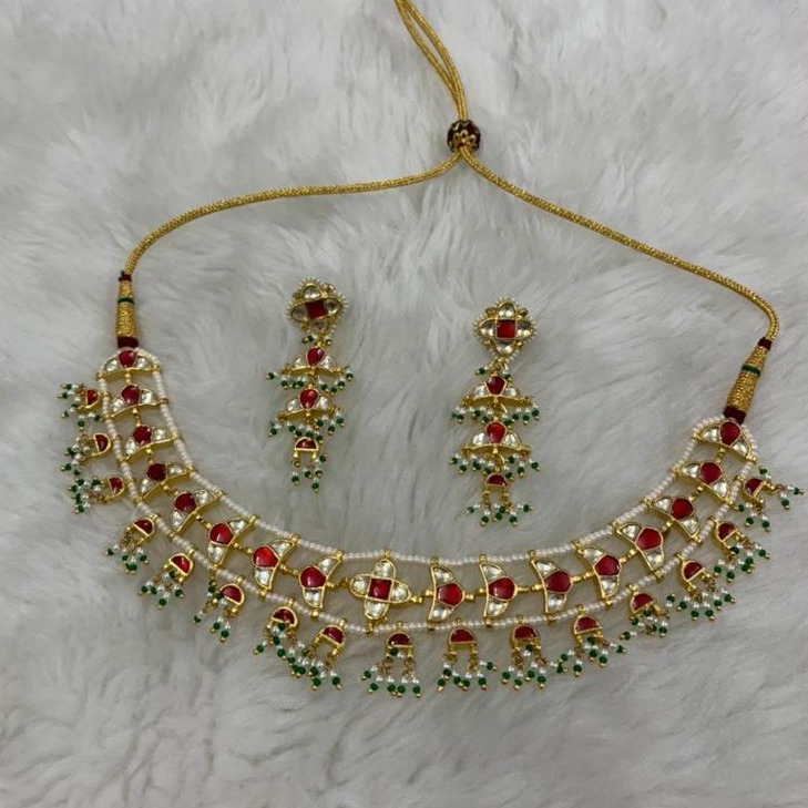 Stylish Red Stone Necklace Set