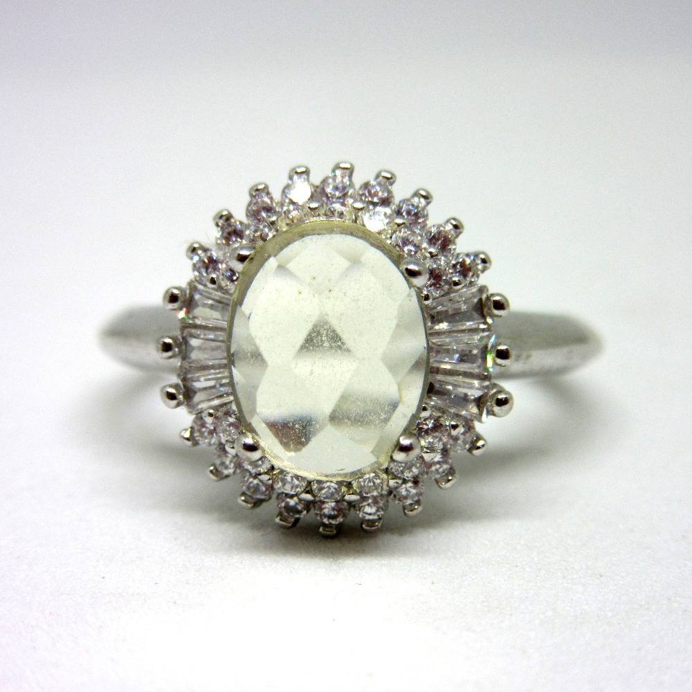 Coin Silver Ring | White Stone Silver Ring - Rings - FOLKWAYS