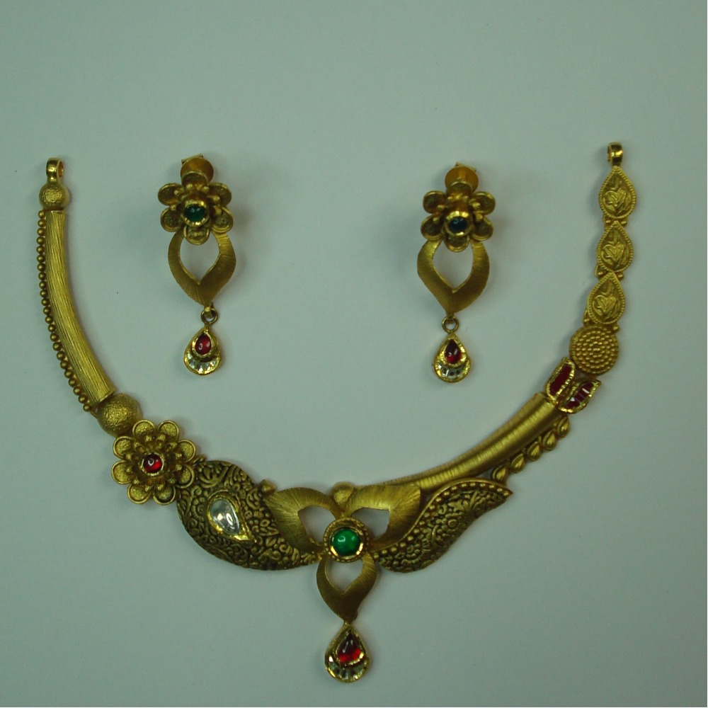 916 antique kundan necklace set with earrings akm-ns-005