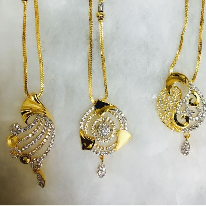 916 gold cz chain pendant set cps-0003