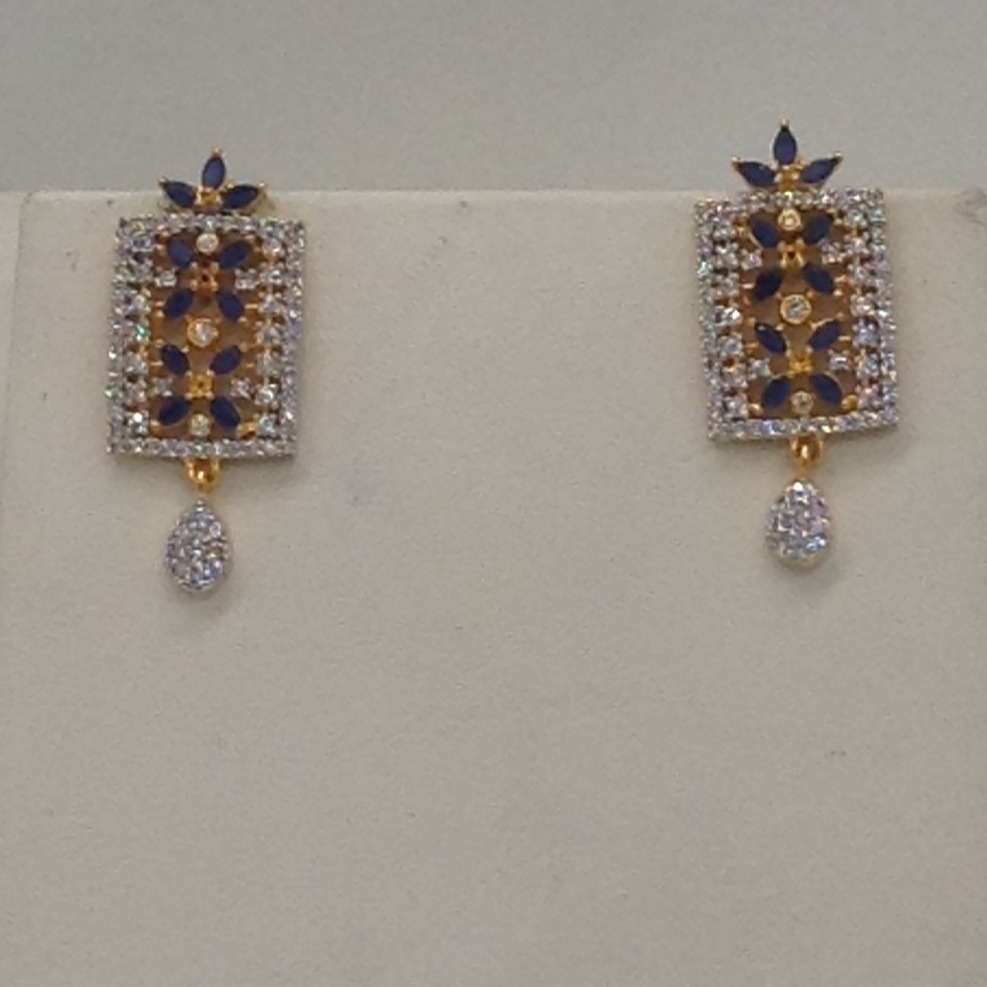 White;blue cz pendent set with 2 line flat pearls jps0308