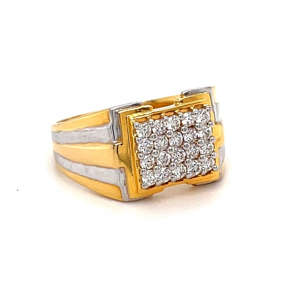 Traditional Mens Diamond Ring in 18 Karat Yellow Gold
