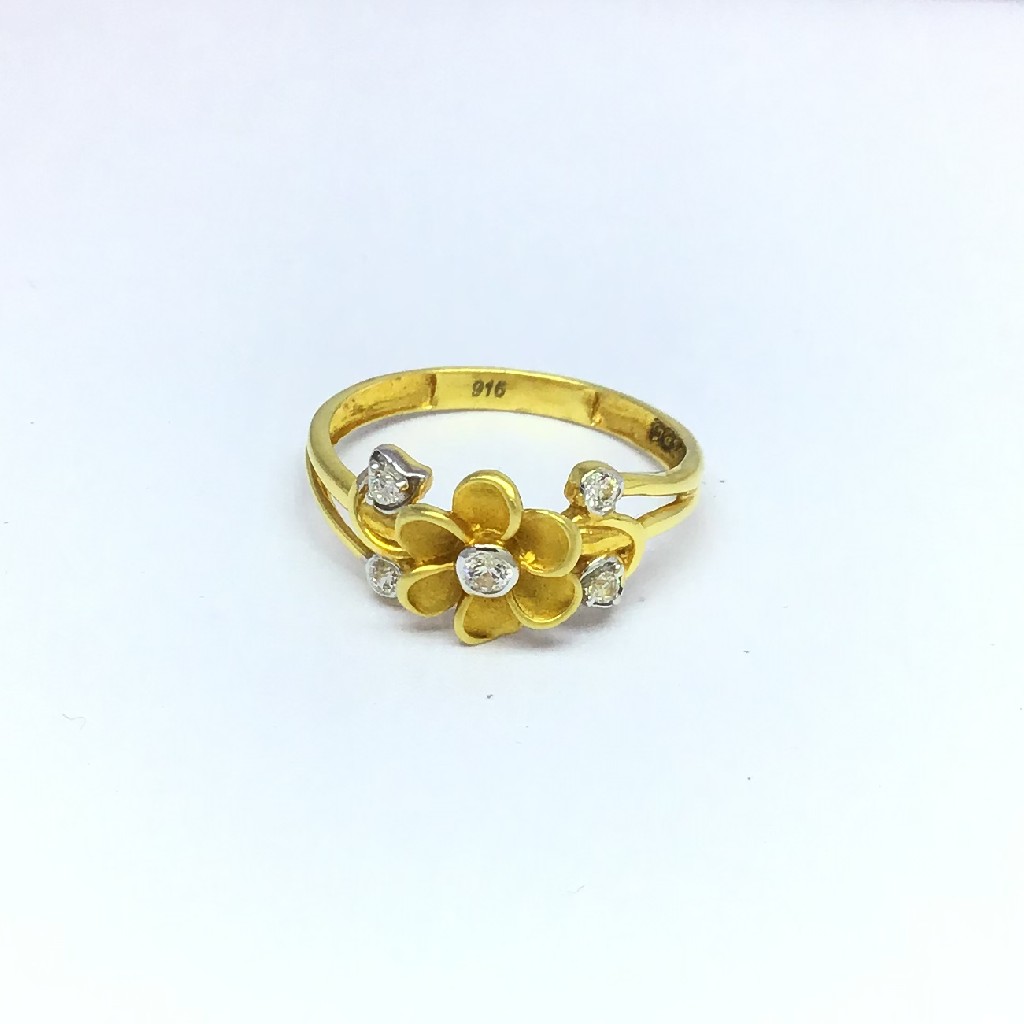 fancy flower gold ladies ring