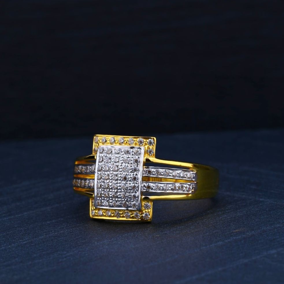 22K Gold CZ Diamond Gents Ring