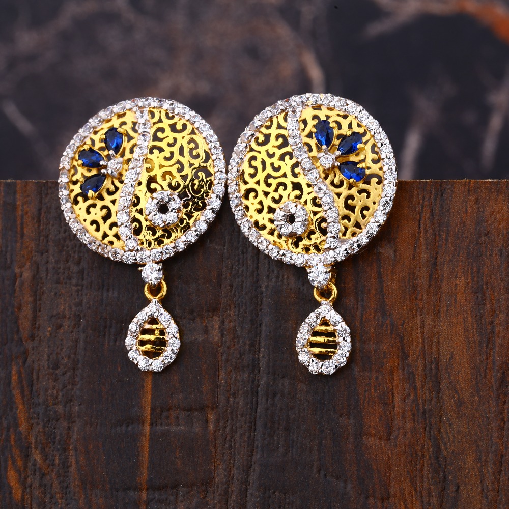 Ladies 916 Gold Round Designer Earring -LFE277