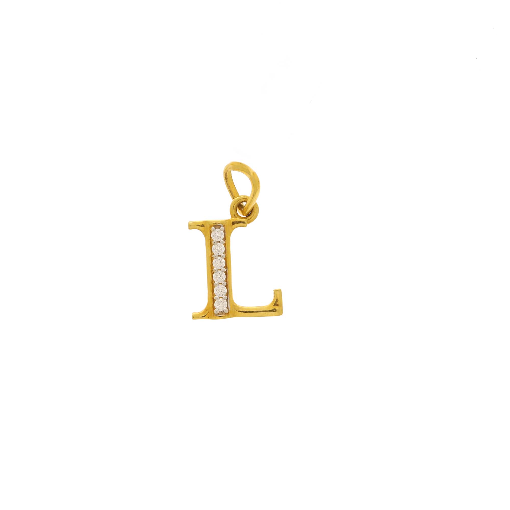 Mesmerizing Stone Studded Gold L Alphabet Pendant