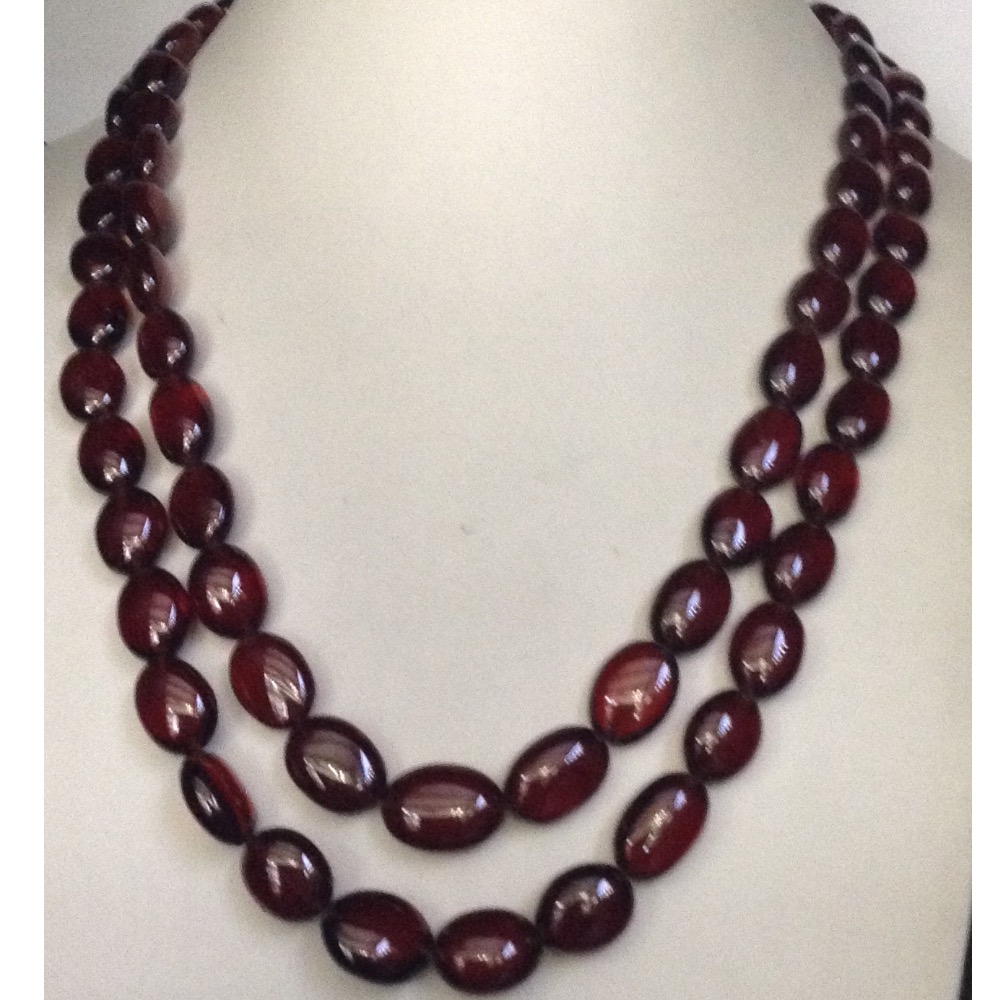 Natural brown gomed(hessonite) oval aweja necklace JSS0095