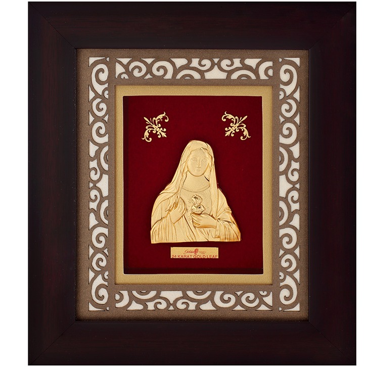 (18.5x21 cm)god mother mary  divine photo frame 24 k gold