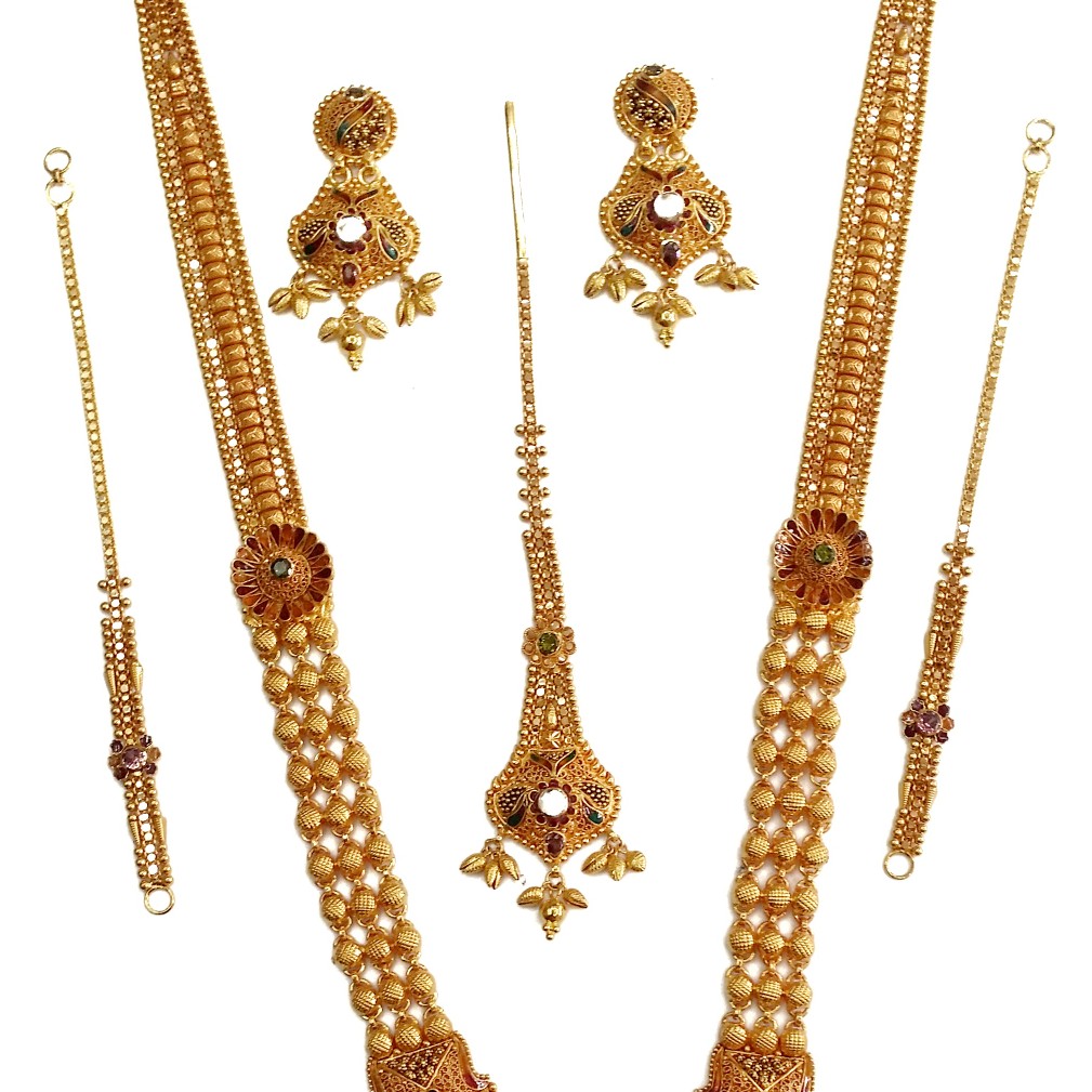 22k Gold Antique Complete Bridal Necklace Set MGA - GLS080