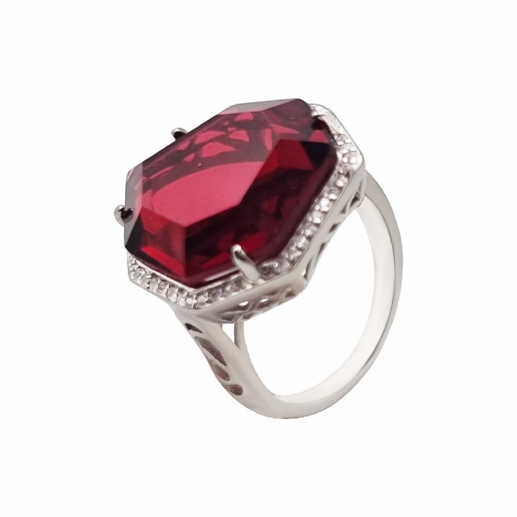 Redcolor Stone 925 Silver Lady Ring
