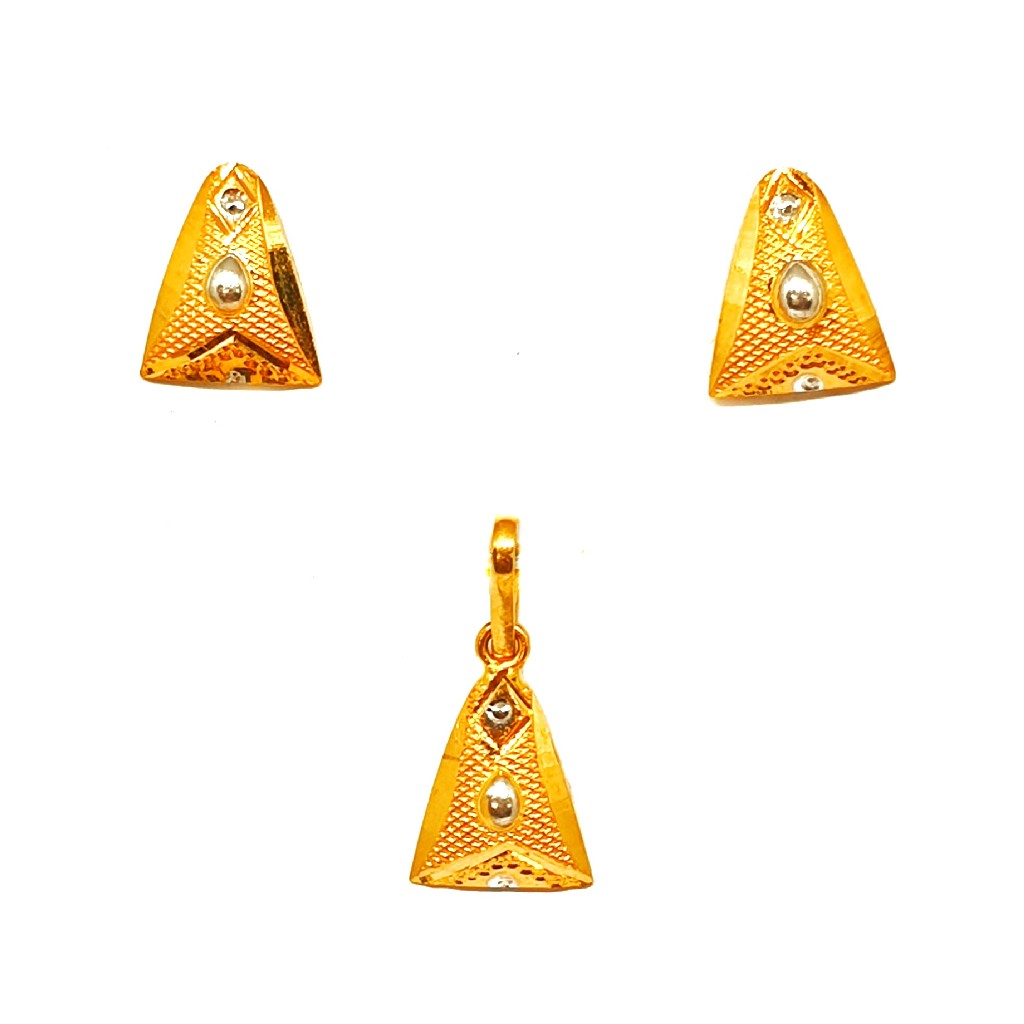 22K Gold Triangle Shaped Fancy Pendant Set MGA - PTG0115