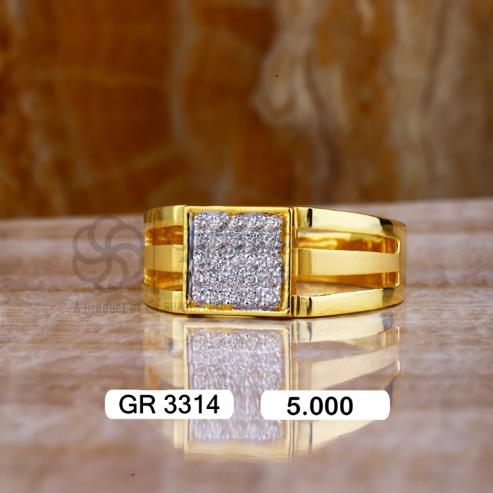 22K(916)Gold Gents Square Diamond Fancy Ring