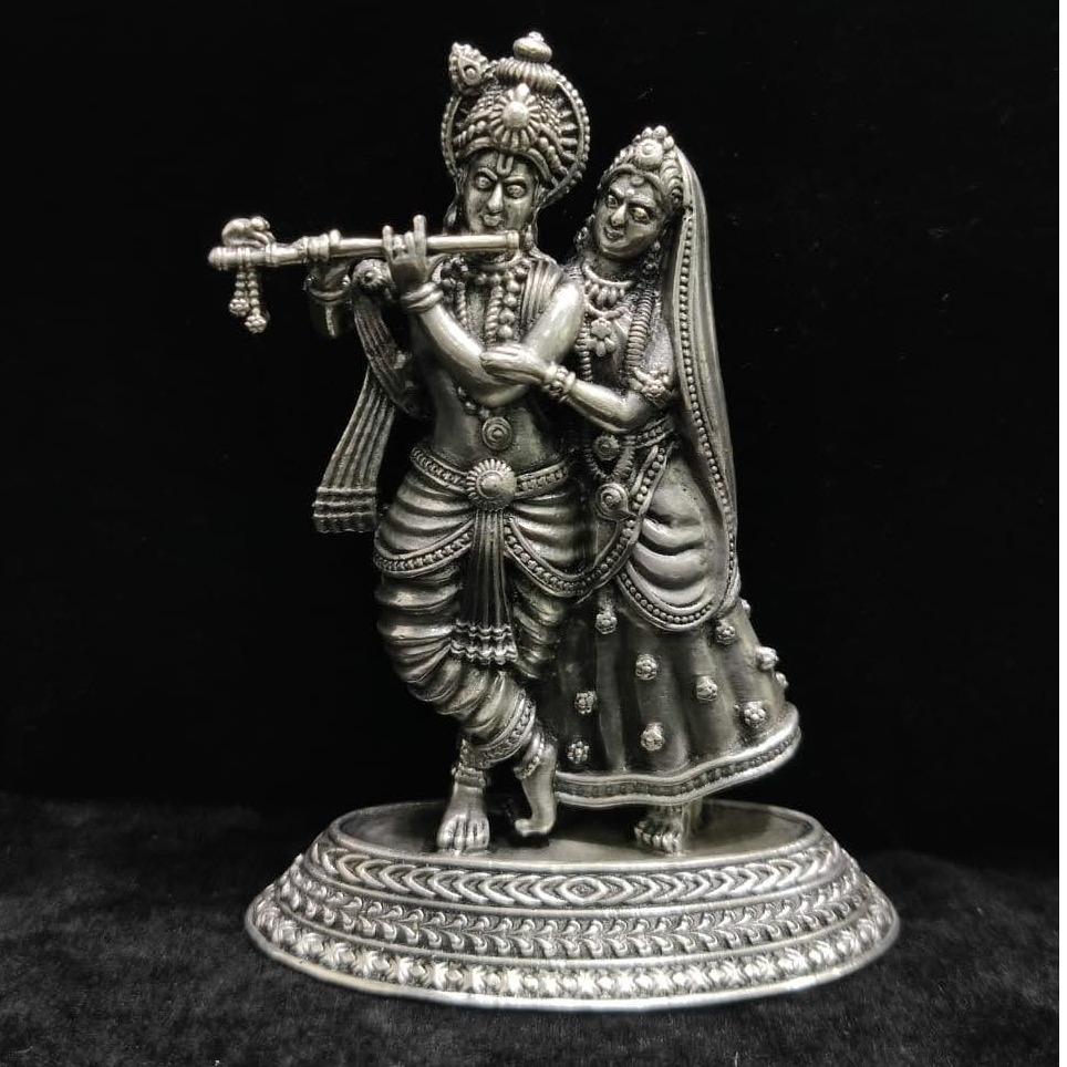 Buy quality Pure Silver Radha Krishna Idol In High Finishing PO ...