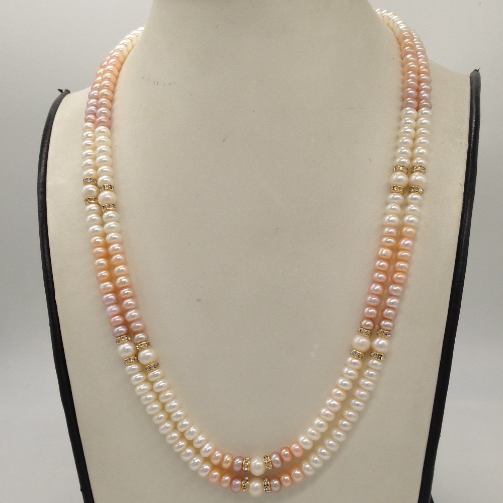 Multicoloured Shaded Flat Pearls Necklace With CZ Chakri JPM0316