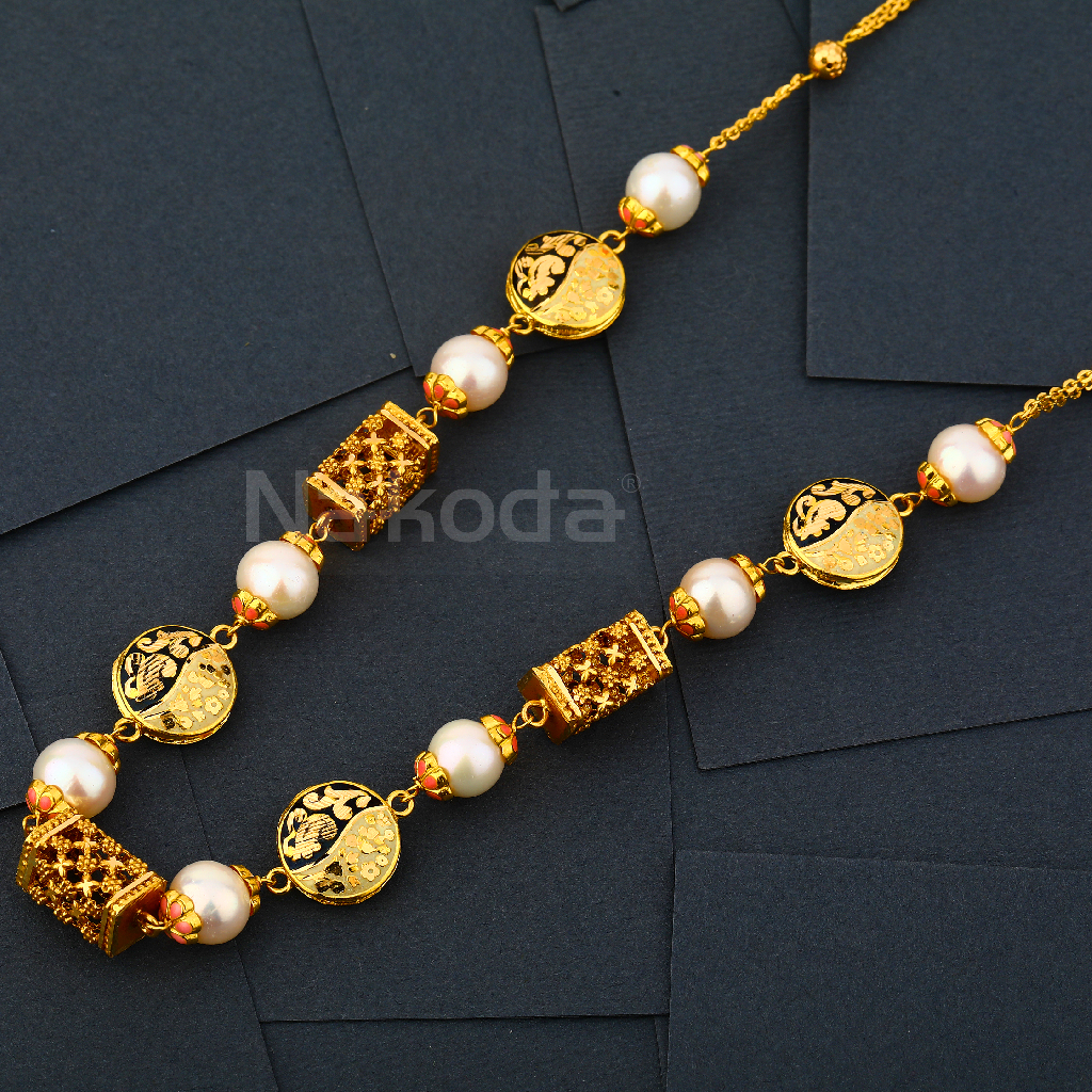 916 Gold Ladies Designer Antique Chain Mala AC315