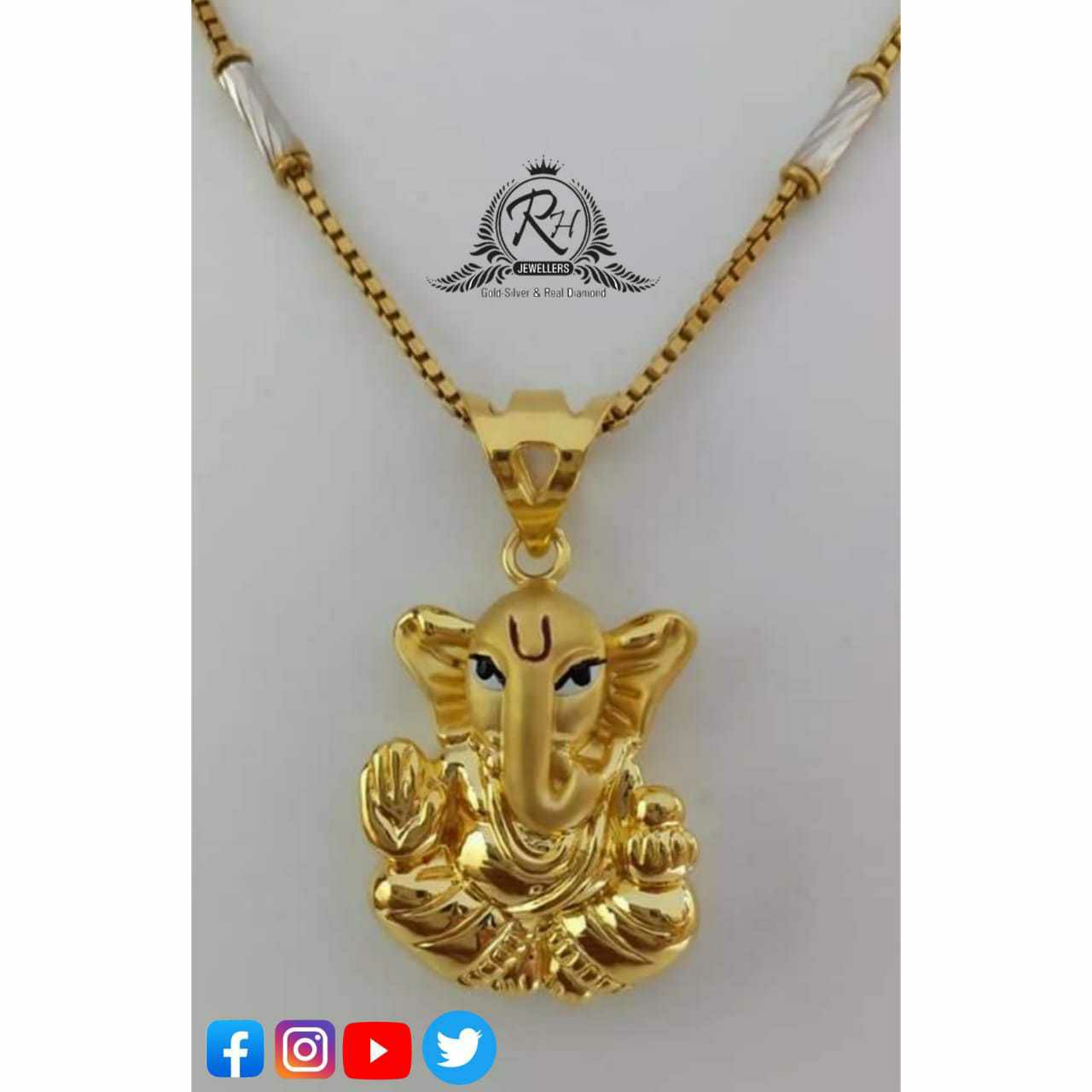 22 Carat Gold Ganesha Chain Pendants RH-PC496
