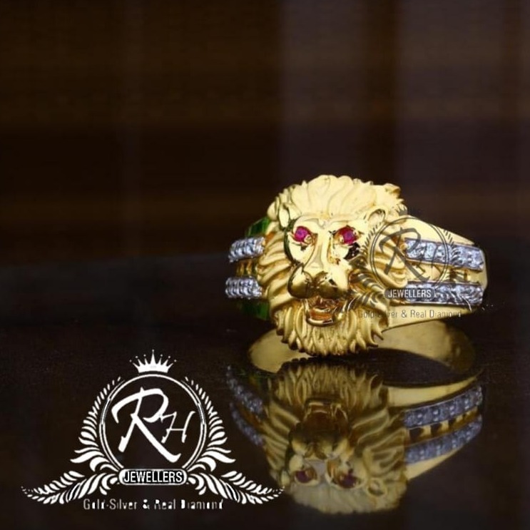 22 carat gold lions gents rings RH-GR 837