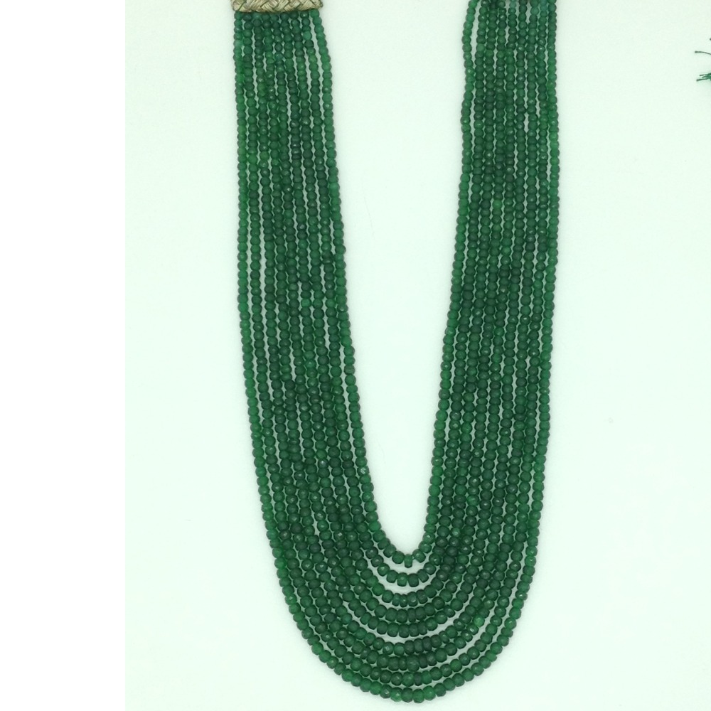 Natural Green Bariels Round Faceted 9 Layers Necklace JSS0130