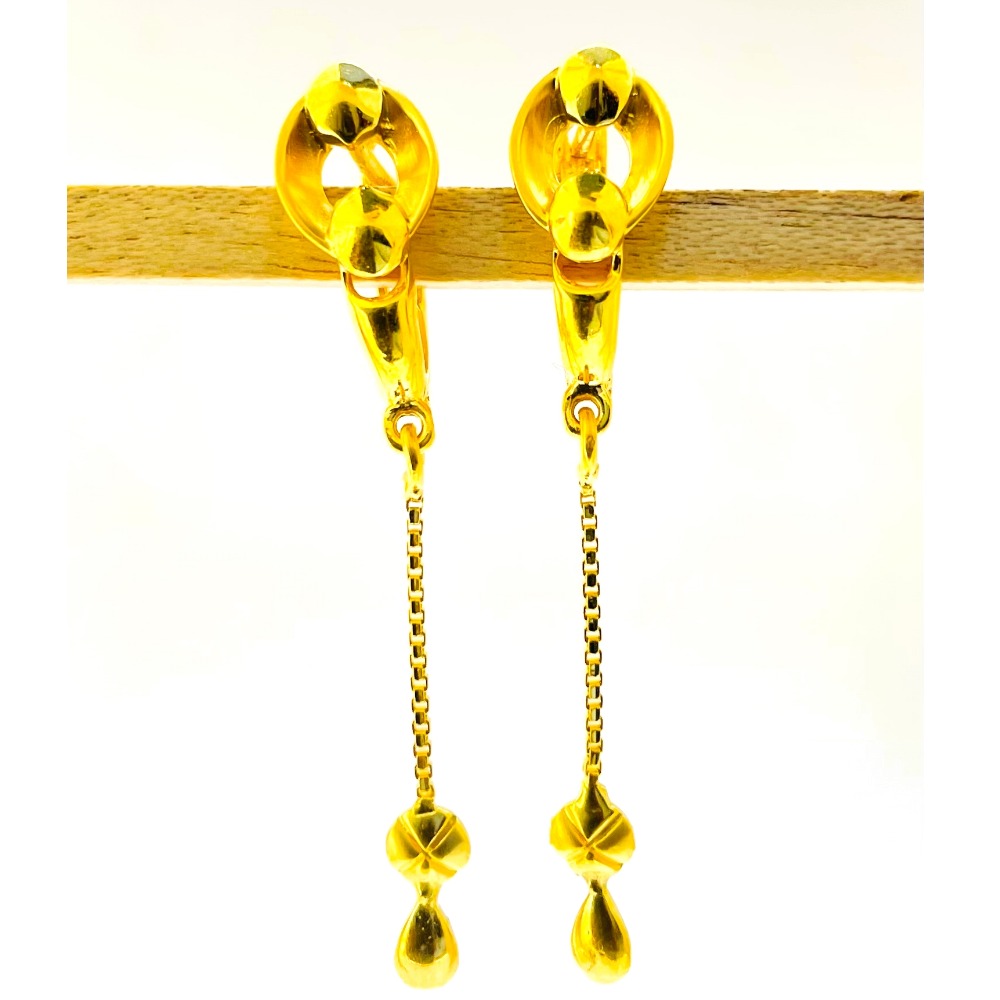 22k yellow gold simple plain earrings