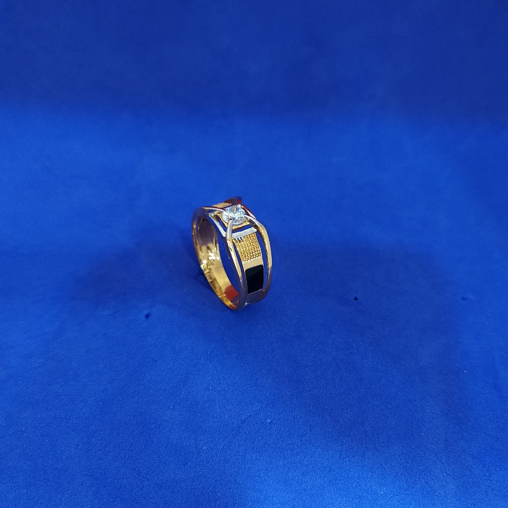 916 Gold CZ Single Stone Gents Ring