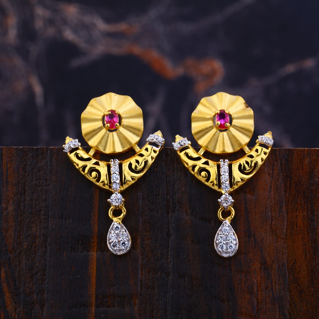 Ladies Gold 22K Earrings-LFE138