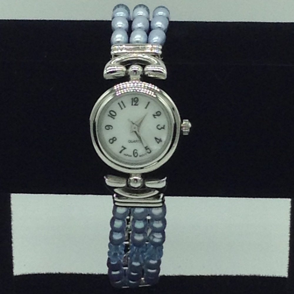 Freshwater Blue Oval Pearls 3 Layers Watch JBG0241
