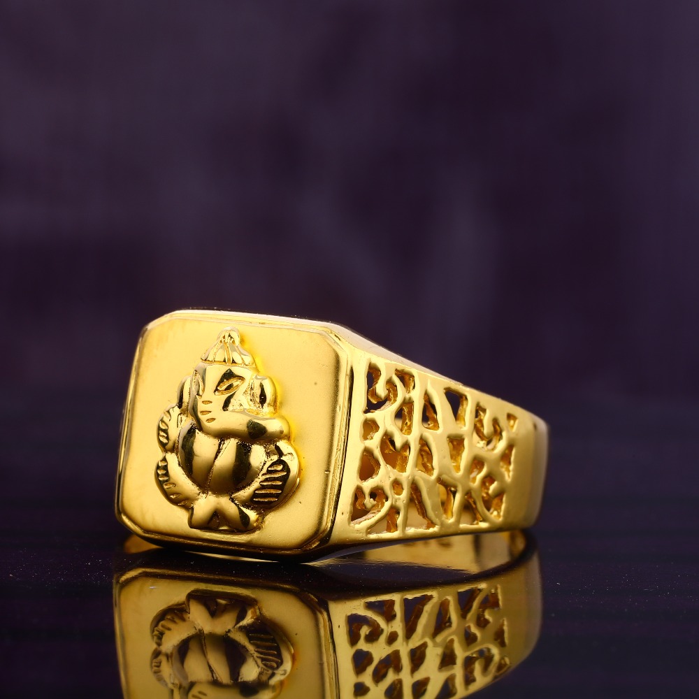Manufacturer of 916 gold lord ganesh design men's ring mgr166 | Jewelxy ...