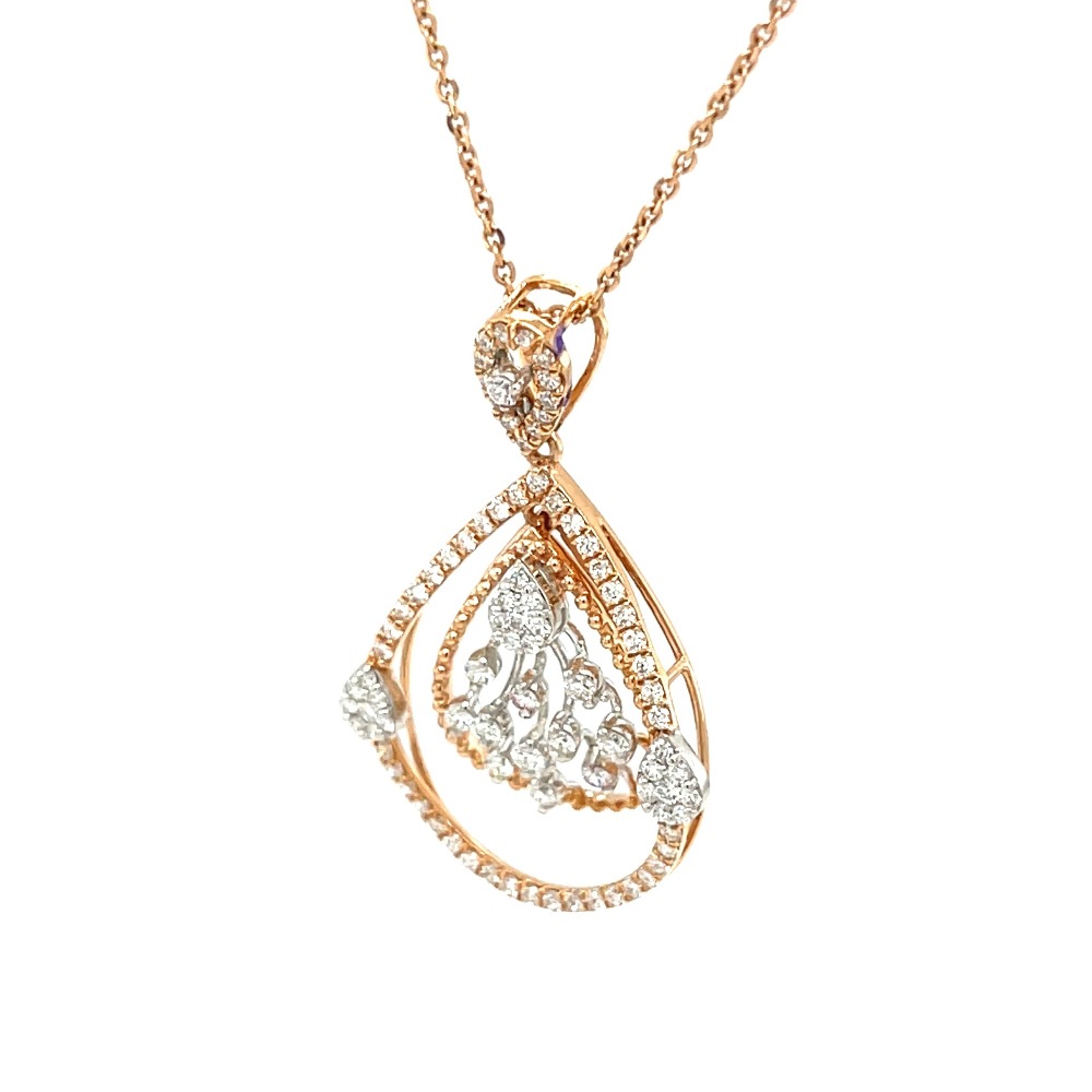 Tear Drop Diamond Pendant in Rose Gold with Hinges