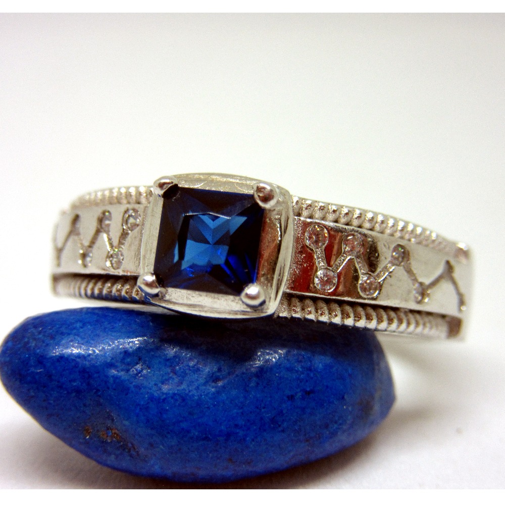 Silver 925 squre blue stone ring sr925-41