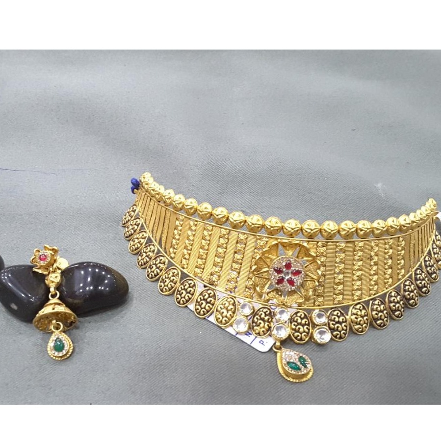 916 gold Calligraphy design work choker necklace set