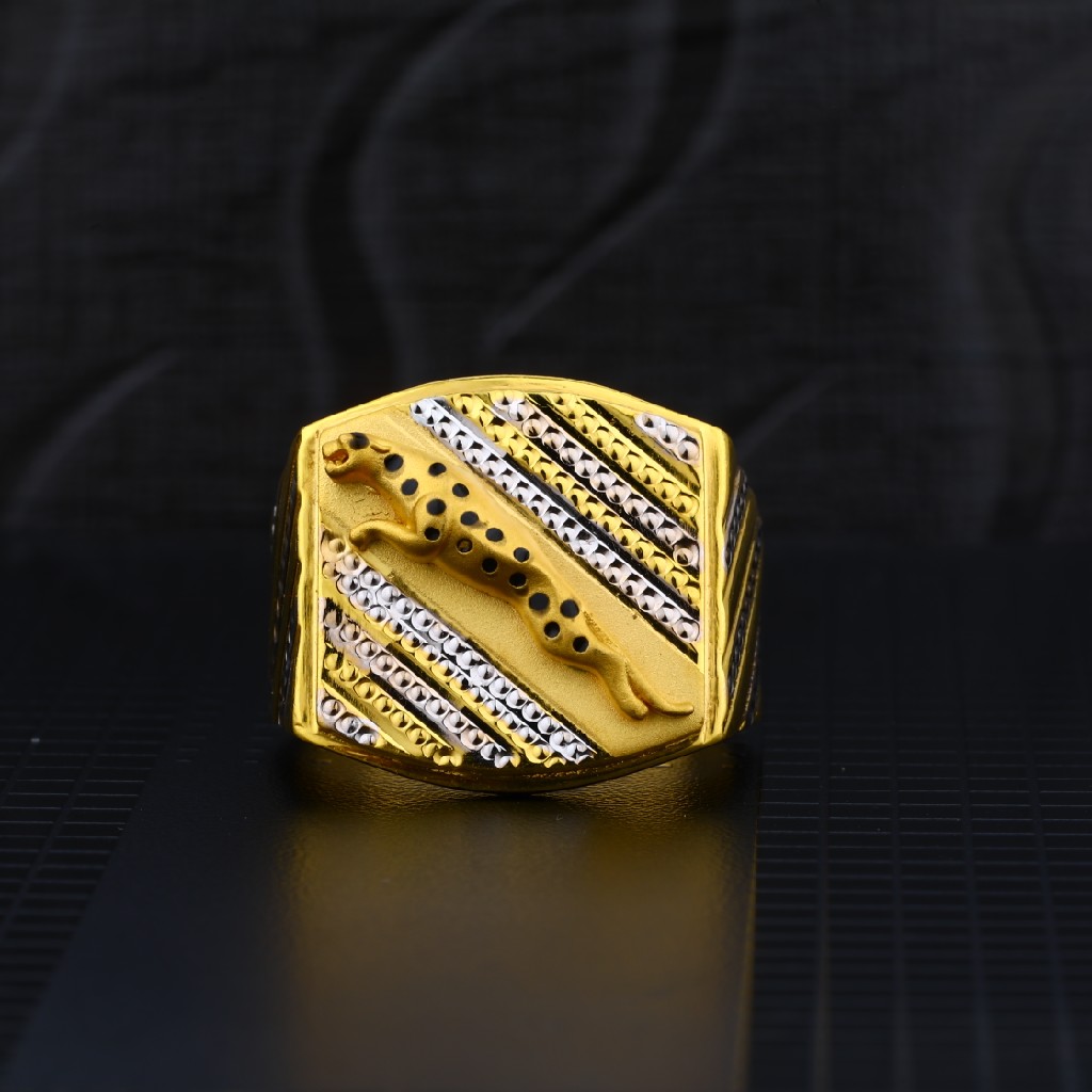 Mens Exclusive Jaguar Desing Fancy Plain Gold Ring-MPR05