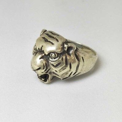 925 Sterling Silver Tiger Designed Gents Ring