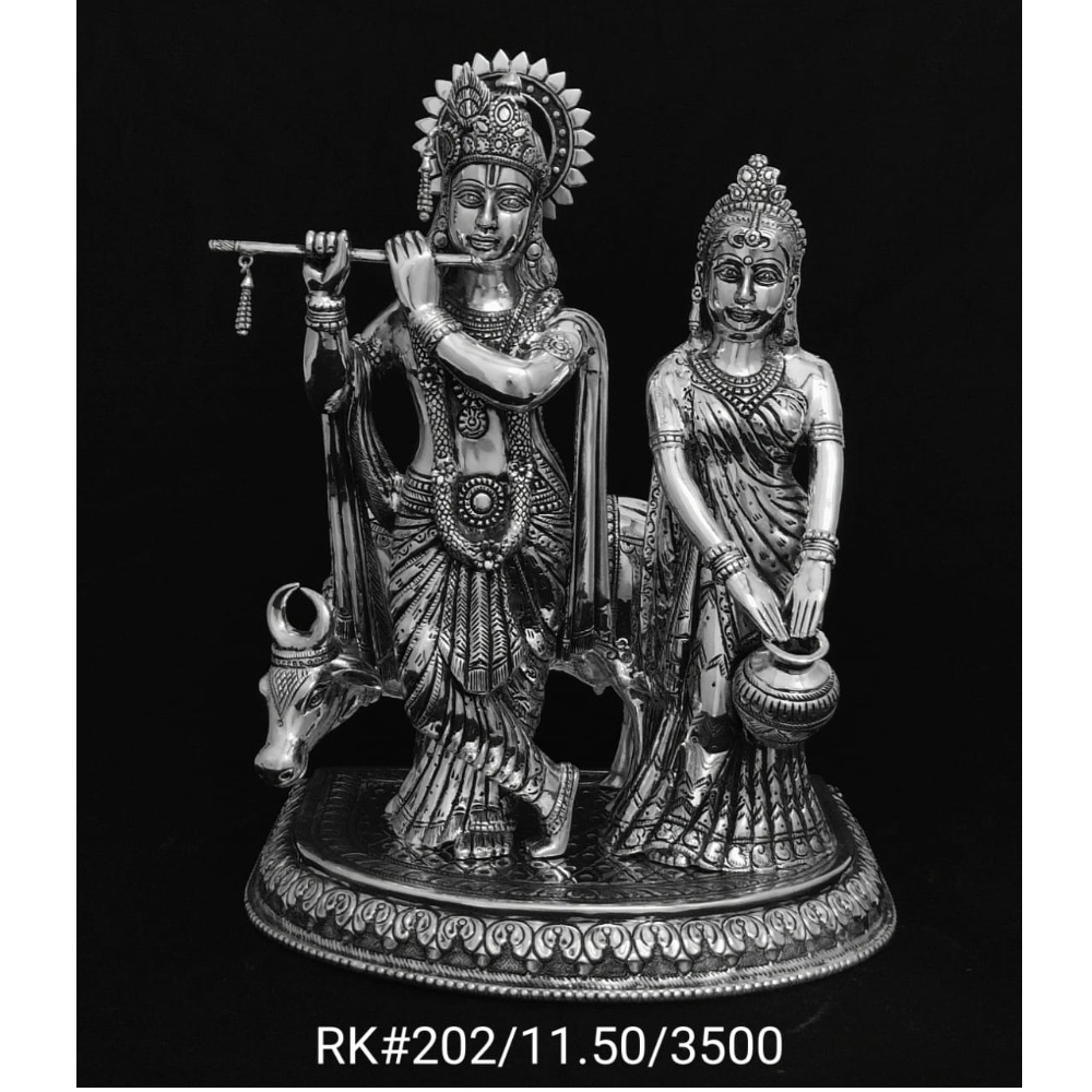 Silver Antique Radha Krishna Idol