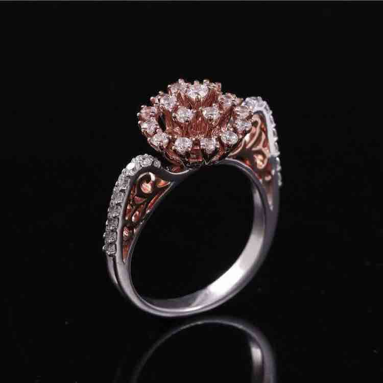 18KT Rose Gold Designer Real Diamond Bridal Ladies Ring