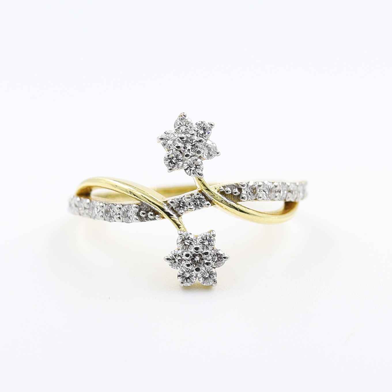 Subtle 18 Karat Gold And Diamond Cluster Ring