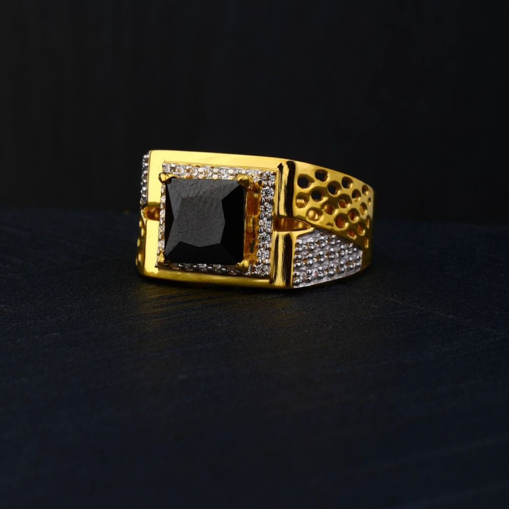22Kt Gold Black Stone Ring For Men