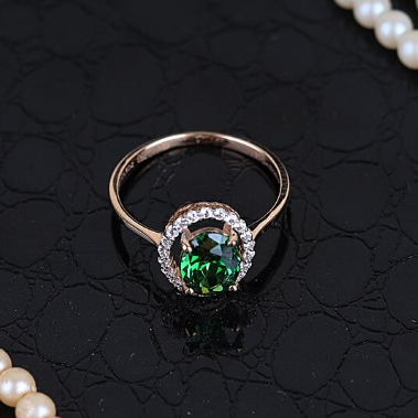 Green Solitaire with cz ladies ring