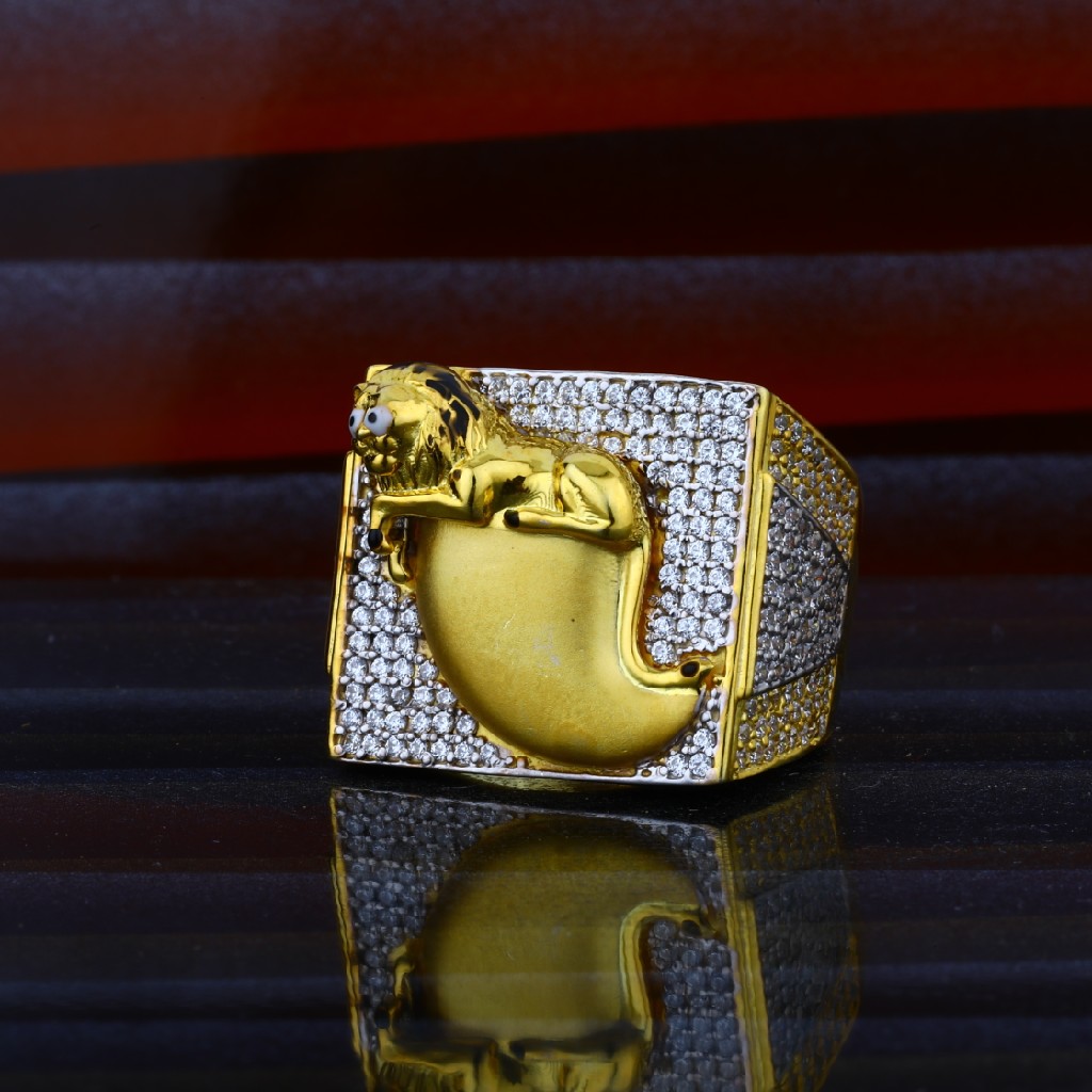 Mens 22ct Lion Nakh Desinger Gold Ring-MHR20
