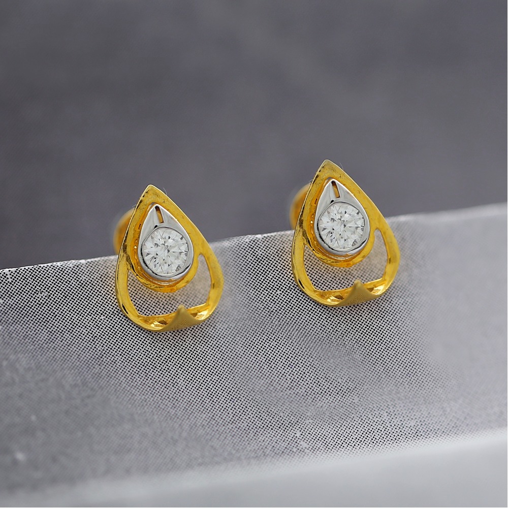 Yellow Earrings Design  Gold Stud Earrings  Stud Earrings for Girls   Vivacious Studs by Blingvine