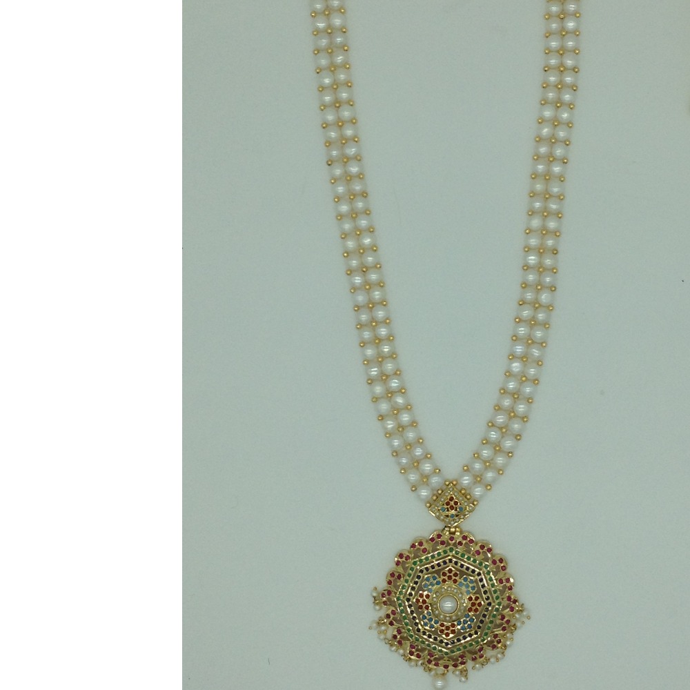 Navratan amritsar ranihaar set with button pearls jps0588