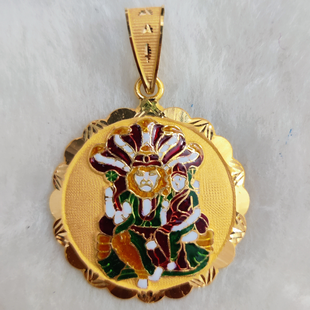 916 Gold Fancy Gent's Narasimha Bhagavan Minakari Pendant
