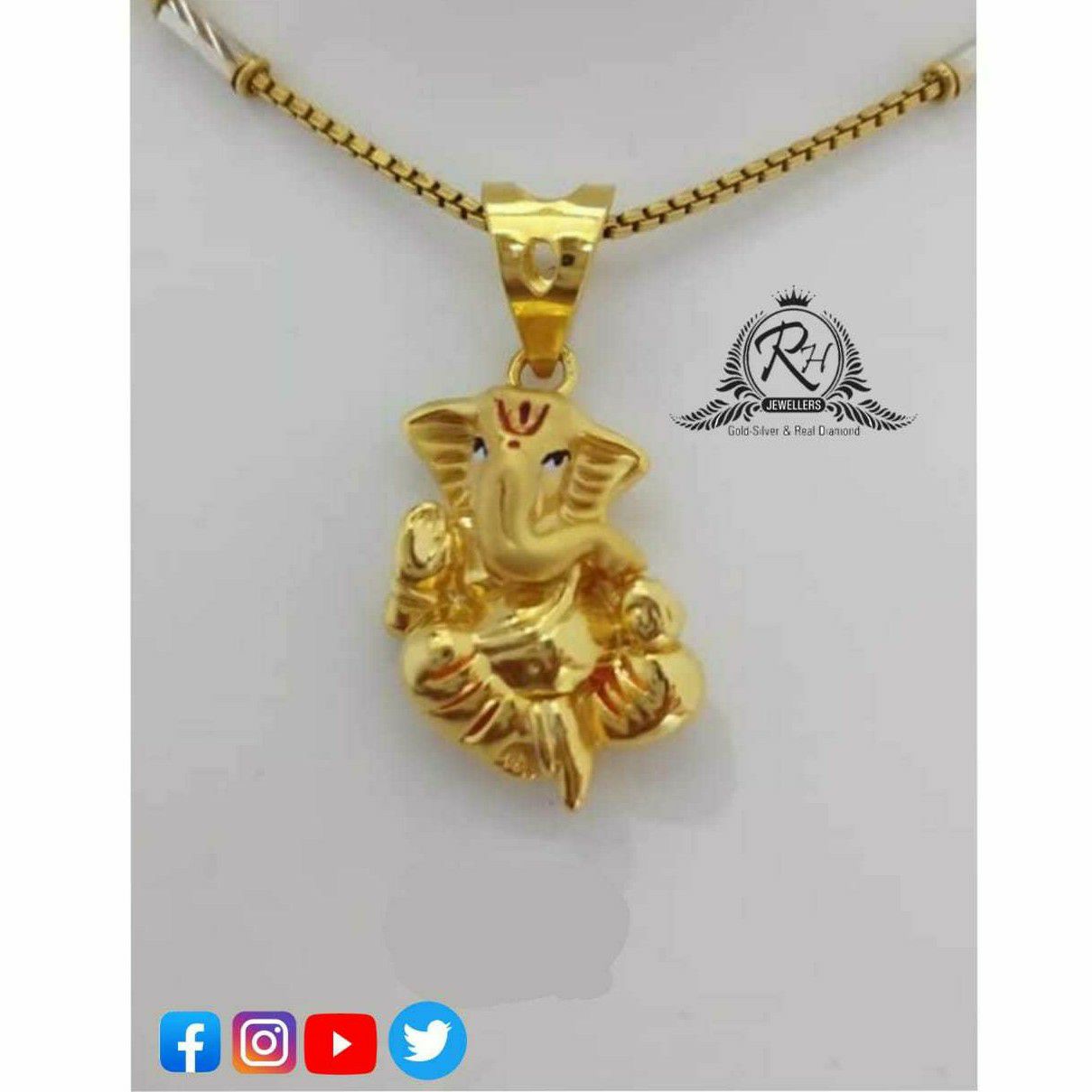 22 Carat Gold Ganesh Pendants Chain RH-PC488