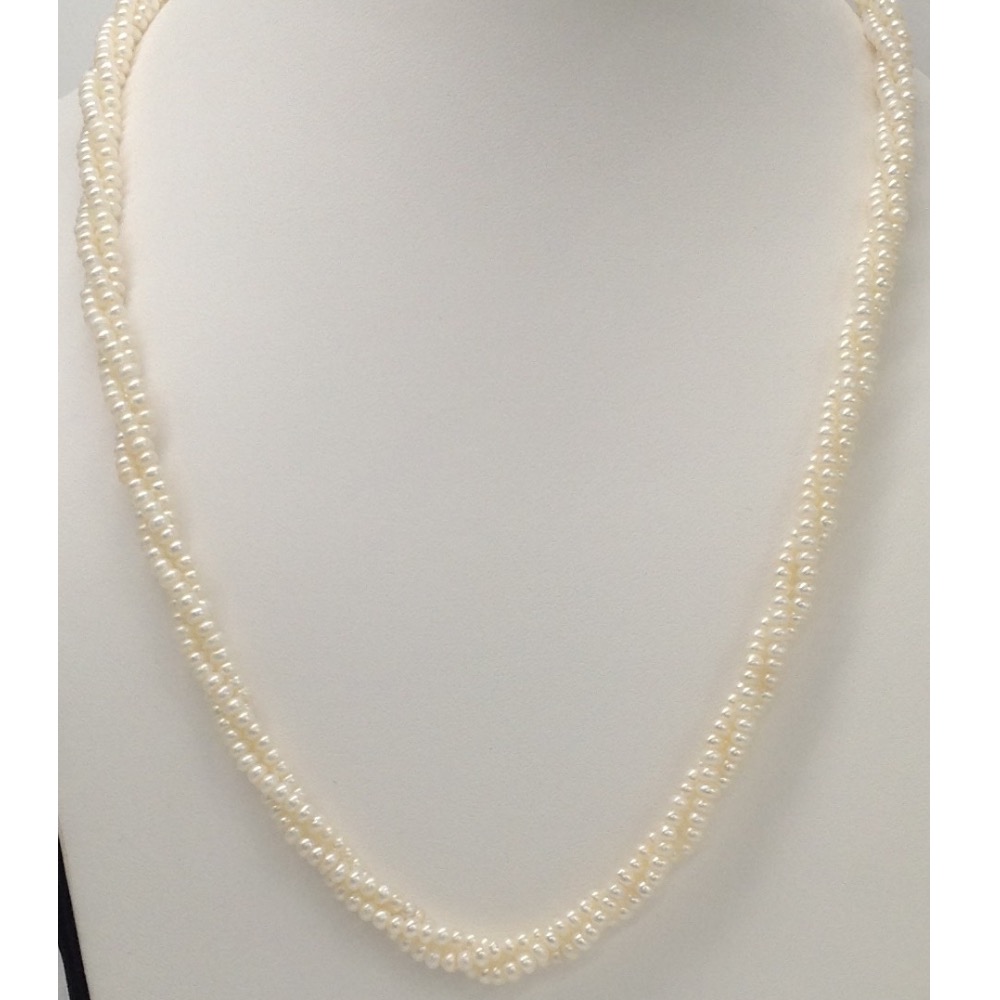 Fresh water white seed pearls necklace 3 layers jpm0036
